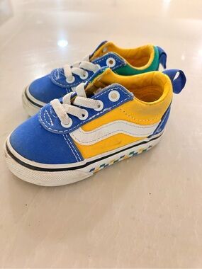 Vans Kids Blue, Yellow & Green Low-Top Sneakers